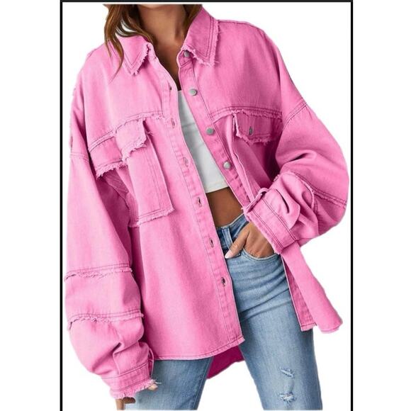 Address Unknown Jackets & Blazers - Oversized pink denim jacket sz 1xl